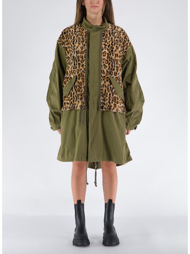 GIACCA CON DETTAGLIO IN PELLICCIA ANIMALIER, , large