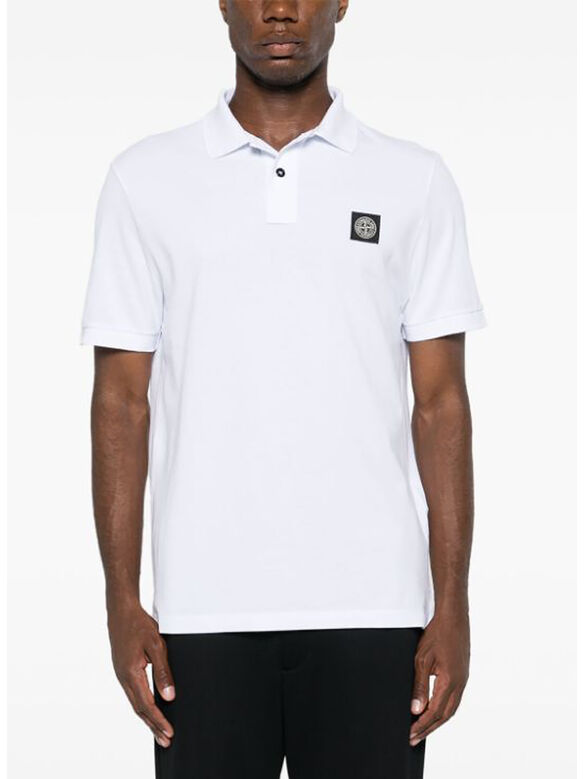 POLO IN PIQUET CON PATCH LOGO, V1001 BIANCO, medium
