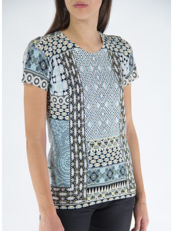 T-SHIRT IN SETA PATCHWORK, 250 MULTICOLOR, small