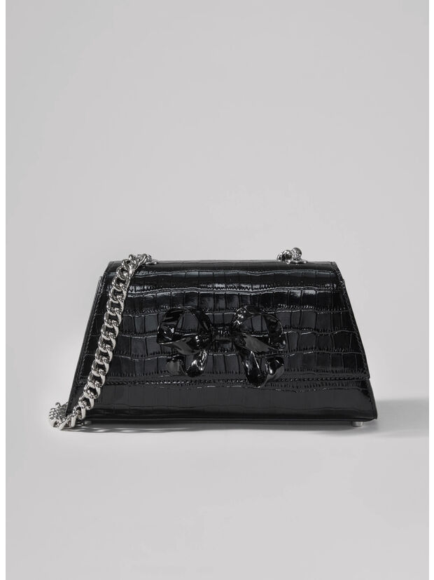 BORSA CROC MINI WITH BOW, BLACK, large