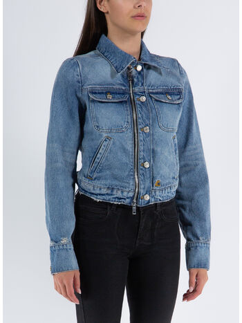 GIACCA ZIPPER BLUE DENIM JACKET, 7011 LIGHT BLUE WASH, small