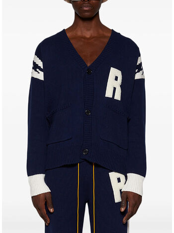 CARDIGAN IN MAGLIA LIGHTNING, 0364 	NAVY/WHITE, small