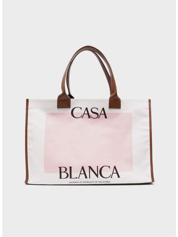 BORSA LARGE CASA TOTE, 01 BROWN / PALE PINK, large