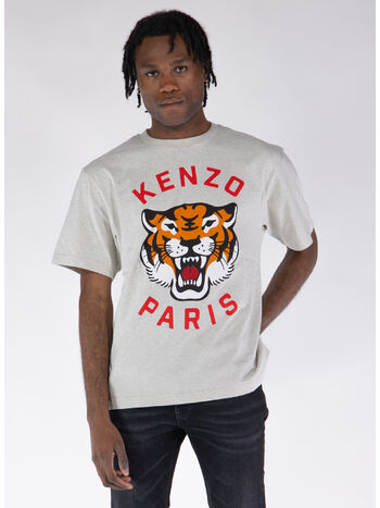 T-SHIRT LUCKY TIGER OVERSIZE UNISEX, 93 PALE GREY, small