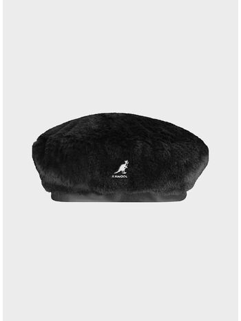 CAPPELLO FAUX FUR BERET UNISEX, SB002 SOLID BLACK, small