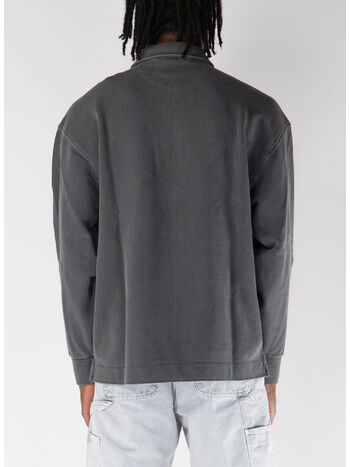 FELPA MEZZA ZIP PIQUESCRIPT, 0D2GD BLACK/WHITE GARMENT DYED, small