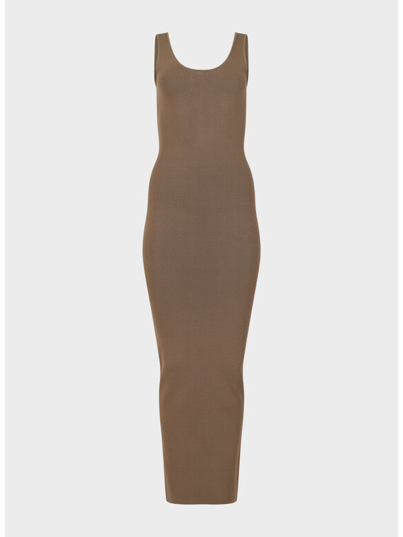 ABITO SQUARE NECK KNIT MIDI, 0087 Tan, medium