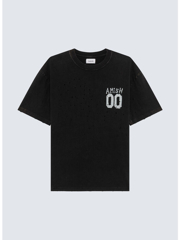 T-SHIRT DISTRESSED, C0073 Vintage broken Washed black, large