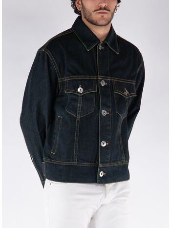 GIACCA IN DENIM RICAMATO, NAVYBLUE29, small