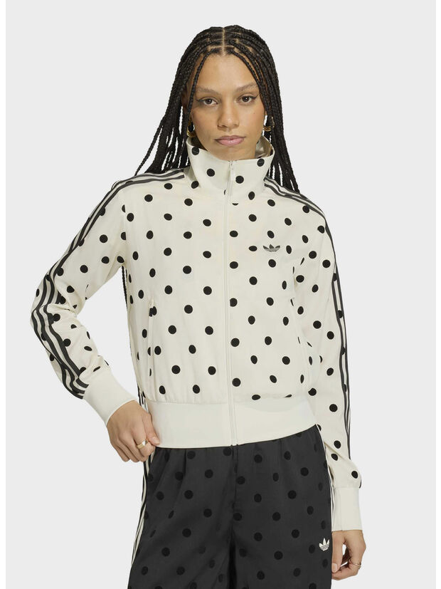 TRACK TOP SATIN POLKA, WHITE, large