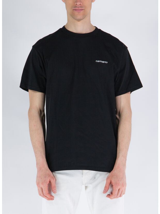 T-SHIRT SCRIPT EMBROIDERY, 0D2XX BLACK/WHITE, large