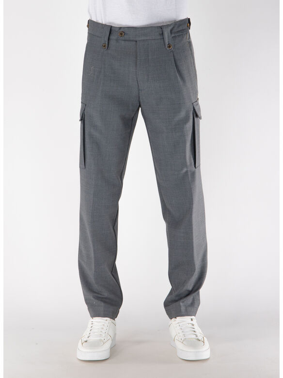 PANTALONE CHINO LUNGO CON TASCHE LATERALI, 34, medium