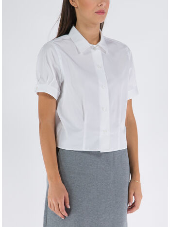 CAMICIA OXFORD A MANICHE CORTE, 100 BIANCO, small