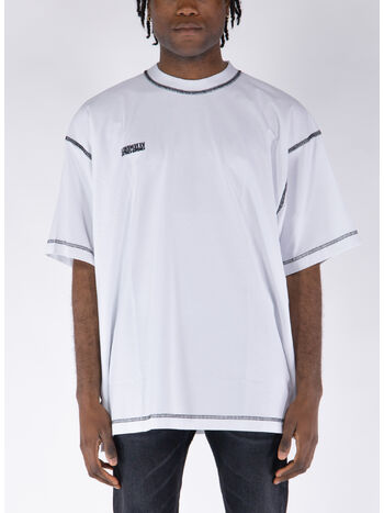 T-SHIRT INSIDE-OUT EMBROIDERED LOGO, WHITE, small