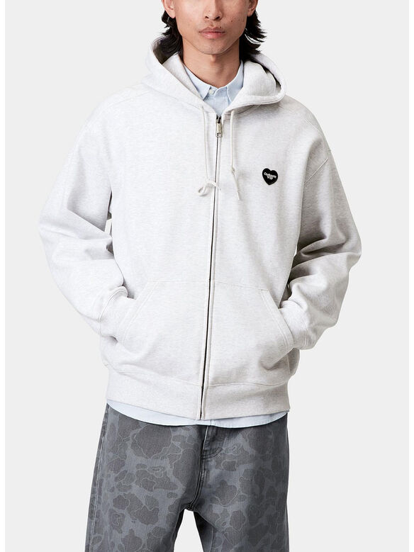 FELPA FULL ZIP HOODED HEART II, 482XX ASH HEATHER, medium