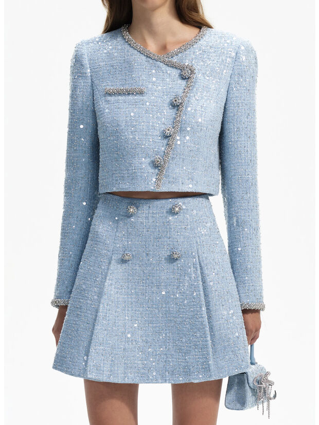 GONNA BLUE SEQUIN BOUCLE MINI, BLUE, large