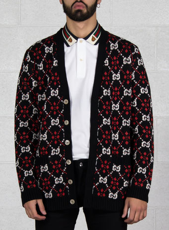 CARDIGAN CON MOTIVO GG DIAMANTI, 1082BLACKMULTI, small