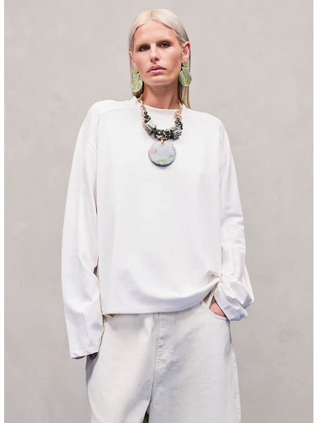 FELPA HEAVY LONG SLEEVE UNISEX, 0053 WHITE, large