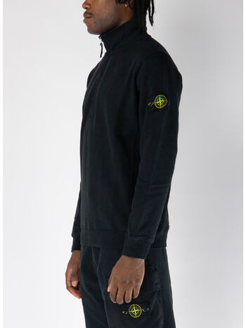 FELPA CON ZIP CORTA BRUSHED ORGANIC COTTON FLEECE, V0029 BLACK, small