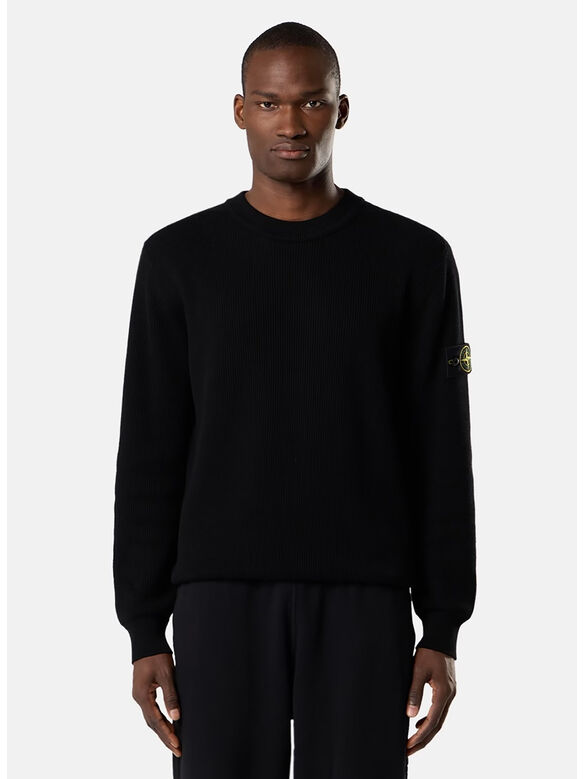 MAGLIONE RIBBED SOFT COTTON, V0029 BLACK, medium