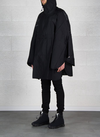 GIUBBOTTO R&C WOVEN PONCHO, BLACK, small