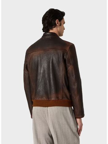GIACCA LEATHER BOMBER, 55381 DARK BROWN, small