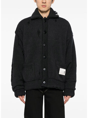 CARDIGAN IN MAGLIA IMBOTTITO, BLACK, small
