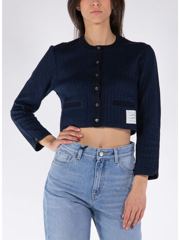 CARDIGAN CROPPED  CHECKERED JACQUARD, 415 NAVY, small