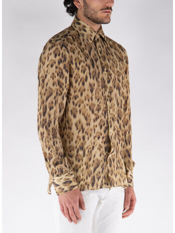 CAMICIA IN SETA CON STAMPA ALL-OVER, ZKBBR CHEETAH BROWN, small