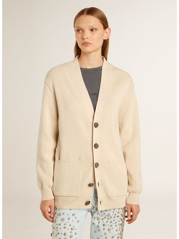 CARDIGAN  JOURNEY CON LOGO SUL RETRO, 55550 TRAVERTINE, medium