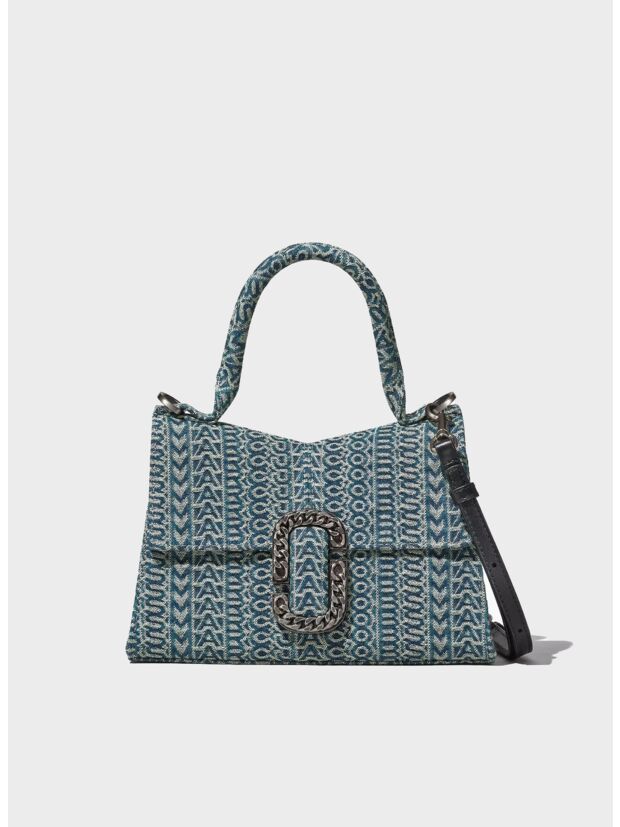 BORSA TOP HANDLE THE WASHED MONOGRAM DENIM ST. MARC, 473 SUN FADED DENIM, large