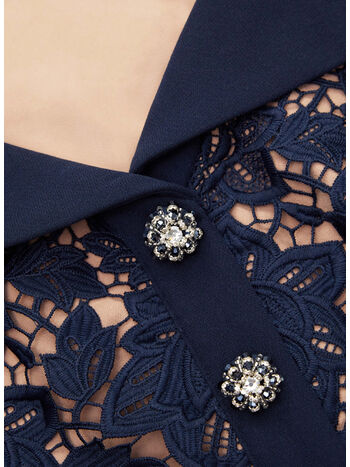 ABITO LACE OPEN NECK, NAVY, small