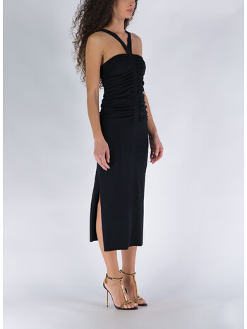 ABITO MIDI DARYA COMPACT RIB S/L RUCHED, BLACK, small