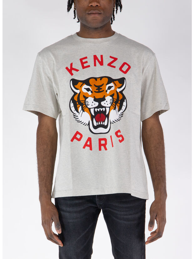 T-SHIRT LUCKY TIGER OVERSIZE UNISEX, 93 PALE GREY, large