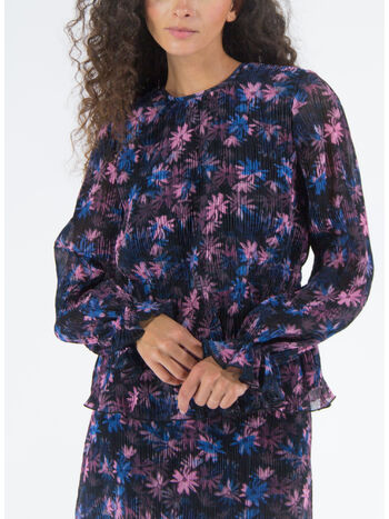 CAMICIA PLEATED GEORGETTE SMOCK BLOUSE, 376 DAISY SPRAY LILAC , small