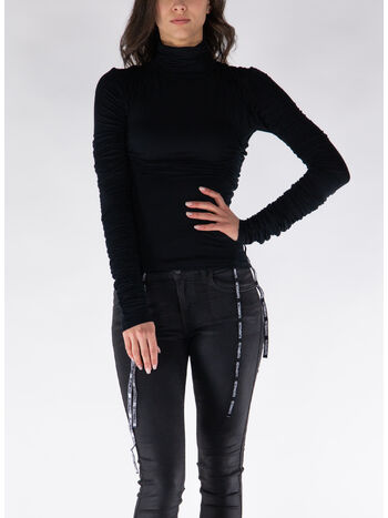 TOP CROP GATHERED JERSEY, BLACK, small