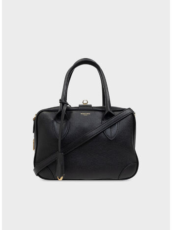 BORSA TOTE IN PELLE VENEZIA, 90100 BLACK, small