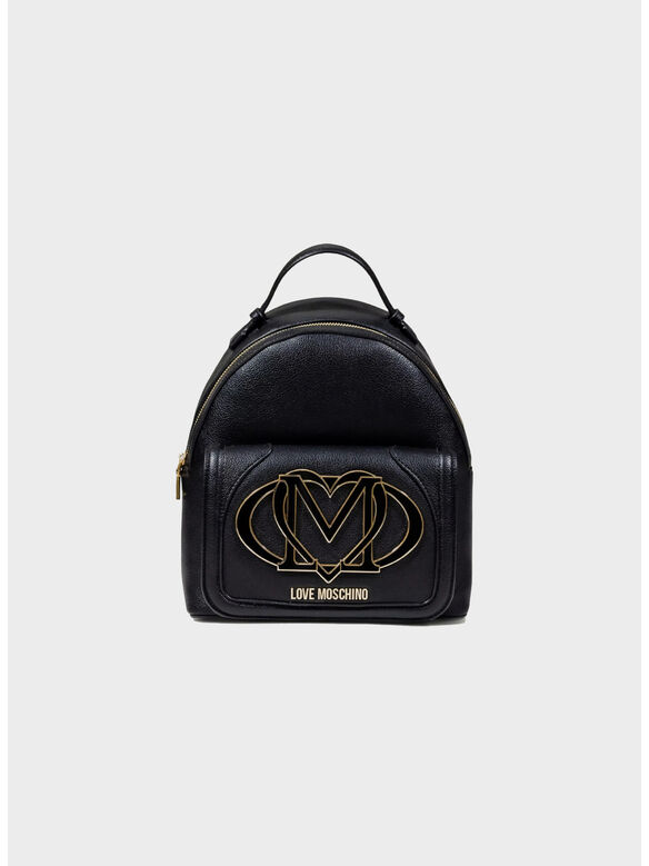 ZAINO TRAPUNTATO CON MAXI LOGO, 000 NERO, medium