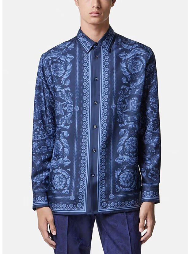 CAMICIA INFORMAL BAROQUE, 5U960 NAVY BLUE, large