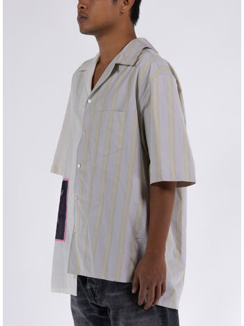 CAMICIA ST SLEEVES ARTWORK ASYMETRIC SHIRT, 012 MILK, small