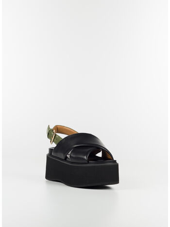 SCARPA ZEPPA IN PELLE NERA E VERDE, ZI835 BLACK/DARK OLIVE, small