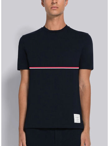 T-SHIRT SHORT SLEEVE TEE W/ RWB STRIPE, 415 NAVY, small