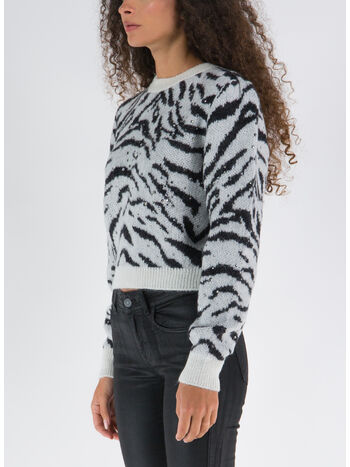 PULLOVER ZEBRA PATTERN ANIMALIER, 9001 WHITE, small