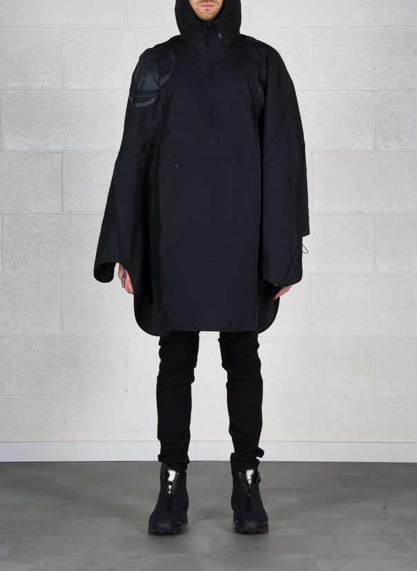 GIUBBOTTO R&C WOVEN PONCHO, BLACK, large