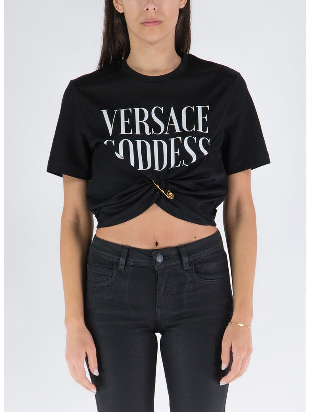 T-SHIRT SAFETY PIN VERSACE GODDESS, 1B000 NERO, large