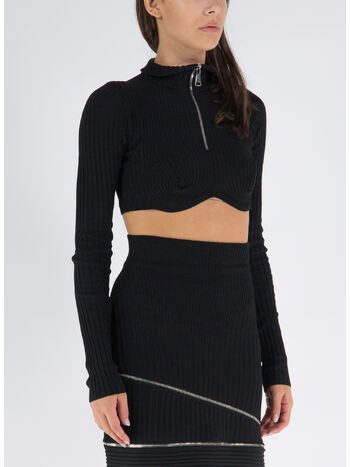 TOP RIBBED KNIT CROP TOP WITH SPIRAL DETAILS, 004 BLACK, small