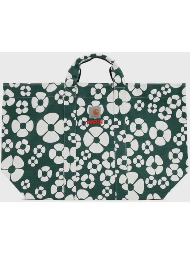 BORSA SHOPPER MARNI X CARHARTT WIP UNISEX, ZO265 FOREST GREEN/STONE WHITE, large