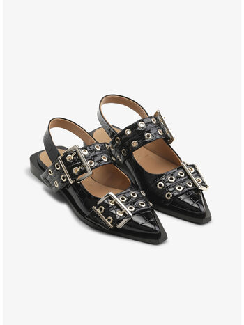 SCARPA BALLERINA FEMMININE BUCKLE, 099 BLACK, small