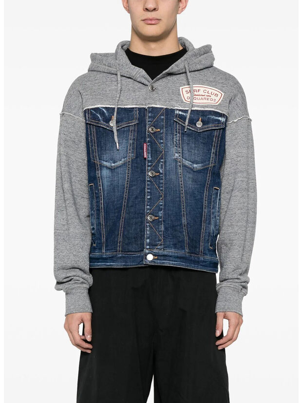 GIUBBOTTO HYBRID SWEATSHIRT HOODED, 961 GREY MELANGE, large