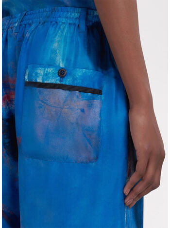 PANTALONE PALAZZO IN SETA CON STAMPA BUCHI BLU, , small